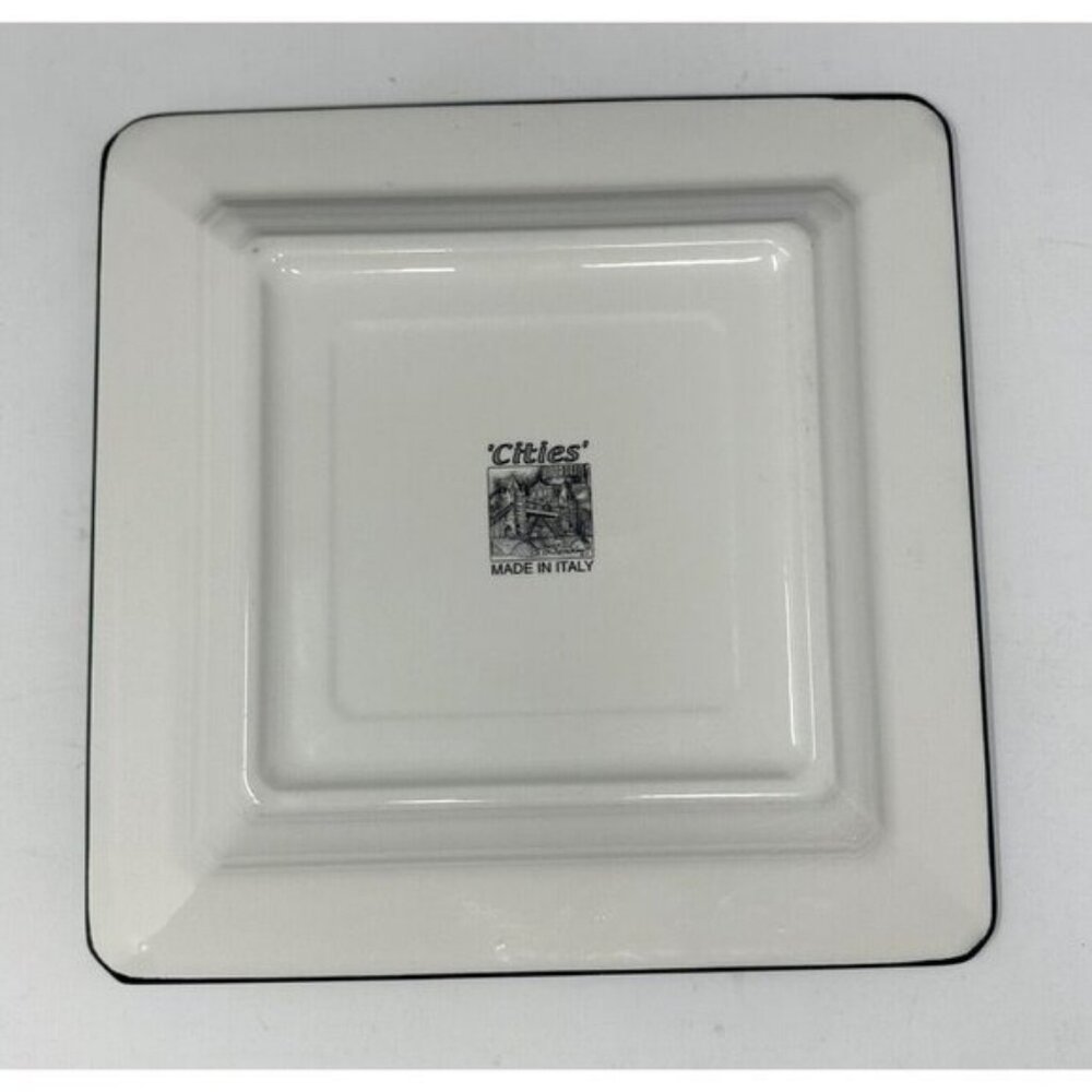 BRUNELLI CITIES LONDON Square Dinner Plate Black White Wall Decor Made In Italy - Picture 8 of 10